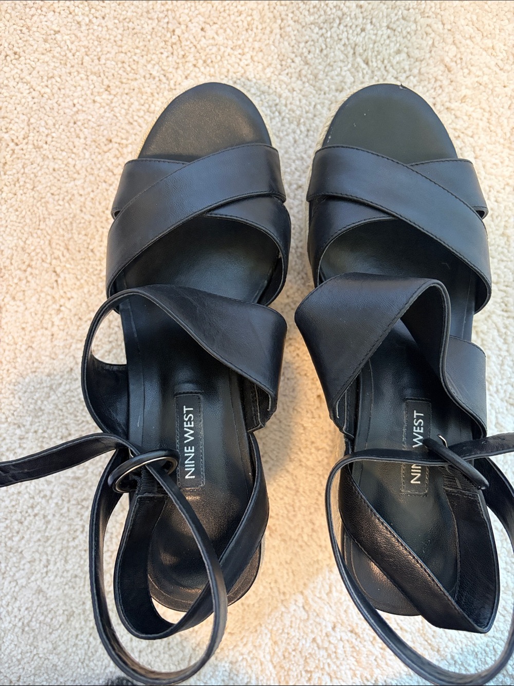 Nine West Black Crisscross Ankle Tie Sandals